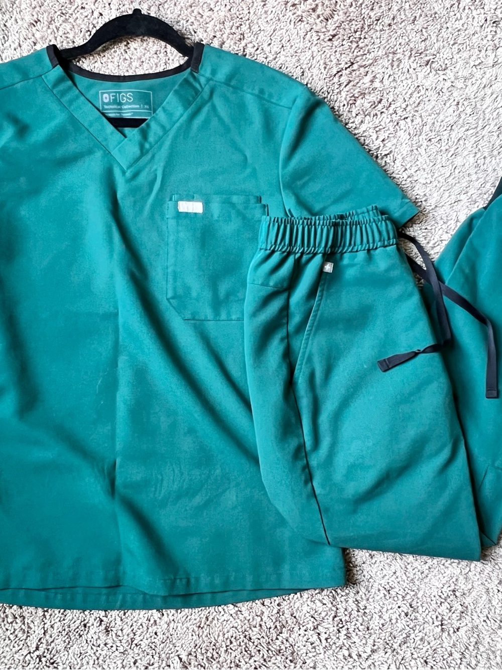 Figs Teal and Eggplant V-Neck Scrub Top and Jogger Pants- set of 2